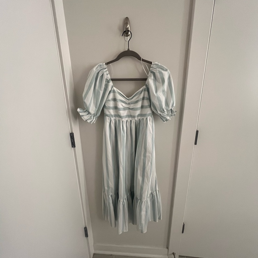 Abercrombie & Fitch Light Blue and White Maxi Dress